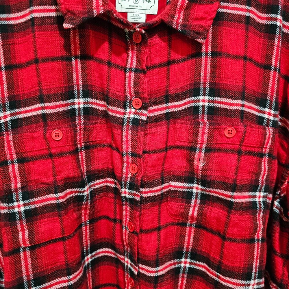 American Eagle Crop Flannel Button Down Red Plaid Top Size L - Picture 5 of 8
